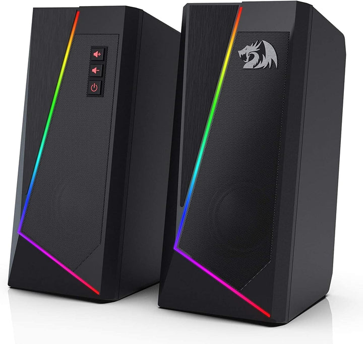 Redragon GS520 Anvil RGB Desktop-Lautsprecher, 2.0-Kanal-PC-Stereo-Lautsprecher mit 6 farbigen LED-M