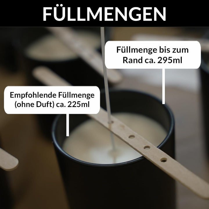 22Feels 20x (295ml) EU-REACH-GEPRÜFT Premium Kerzengläser Matt-Schwarz Hitzebeständig Luftdicht mit