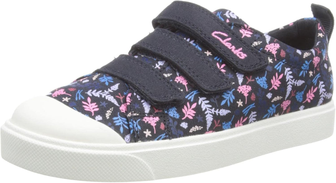 Clarks Mädchen City Vibe K. Sneaker 24 EU Toile Bleu Marine, 24 EU Toile Bleu Marine