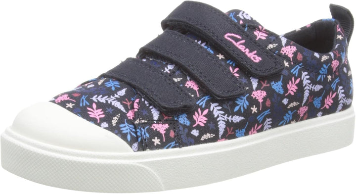 Clarks Mädchen City Vibe K. Sneaker 24 EU Toile Bleu Marine, 24 EU Toile Bleu Marine
