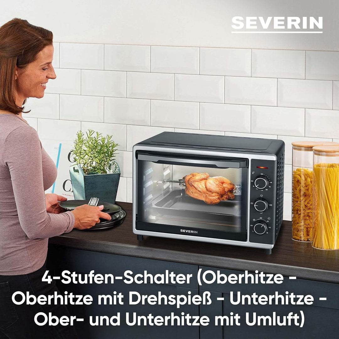 SEVERIN TO 2056 Back- und Toastofen mit Umluftfunktion (1.600 W, Inkl. Grillrost und Backblech, 30 L