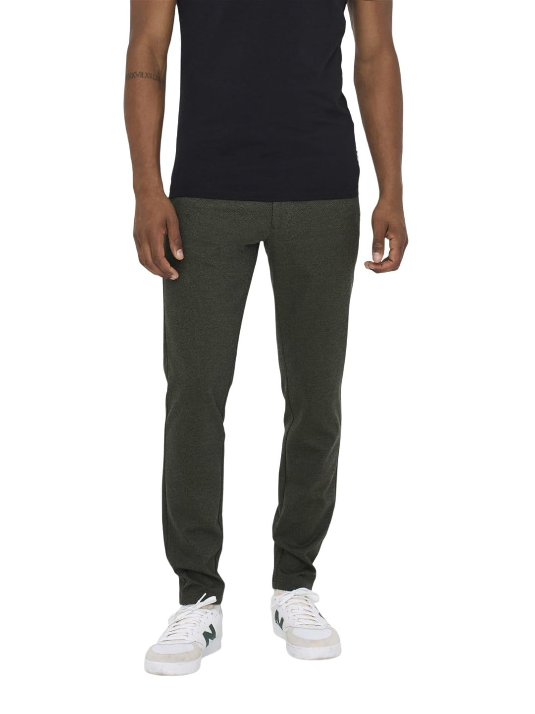 ONLY & SONS Herren Chino Hose ONSMARK 2911 - Slim Fit - Schwarz W28-W38 Stretch 30W / 34L Olive Nigh