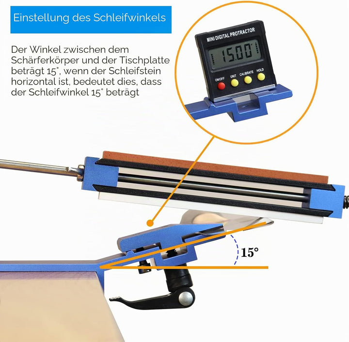 Greensen Messerschärfer mit Festem Winkel, 6 Schleifsteine, 15° und 40° Winkel, Kit 200S