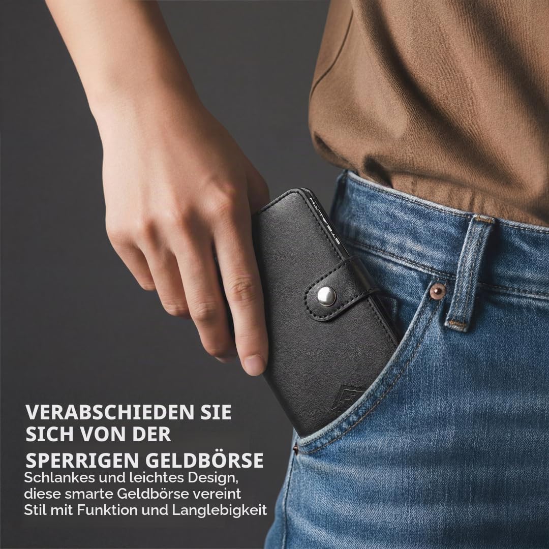 Stealth Wallet – Minimalistische Schlanke Leichte Pop-Up Kartenhalter – Kontaktlos Geschützte Sicher