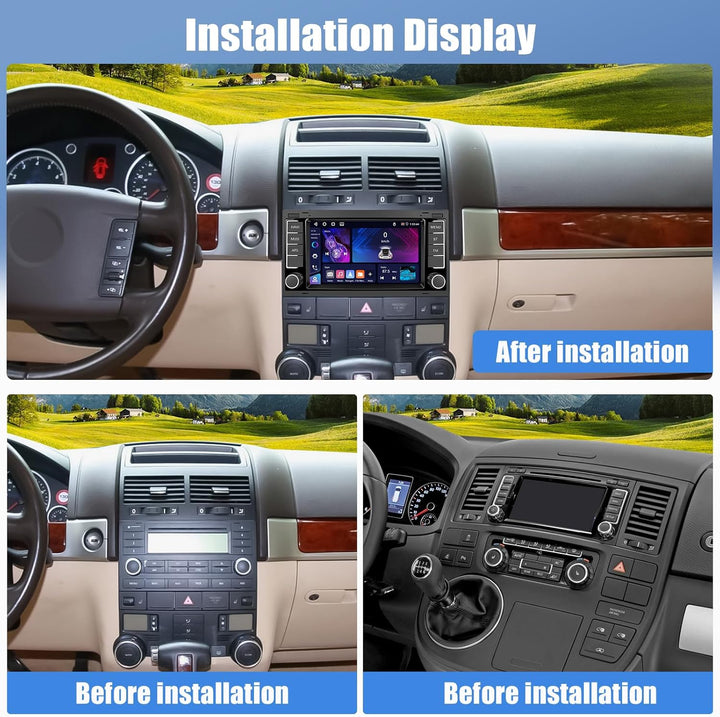 CAMECHO 4G+64G Android 15 Autoradio für VW Touareg Transporter T5 Multivan 2004-2011 mit Navi Carpla