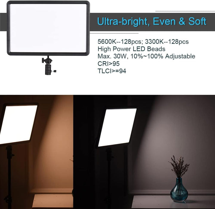 Godox LEDP260C Ultradünne 30-W-dimmbare LED-Videolicht-Kontrollleuchte 3200K-5600K Zweifarbige Tempe