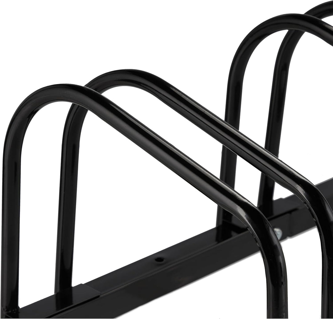 Relaxdays Fahrradständer, für 3 Fahrräder, aus Metall, mit Montagematerial für Boden, HxBxT: 27 x 67