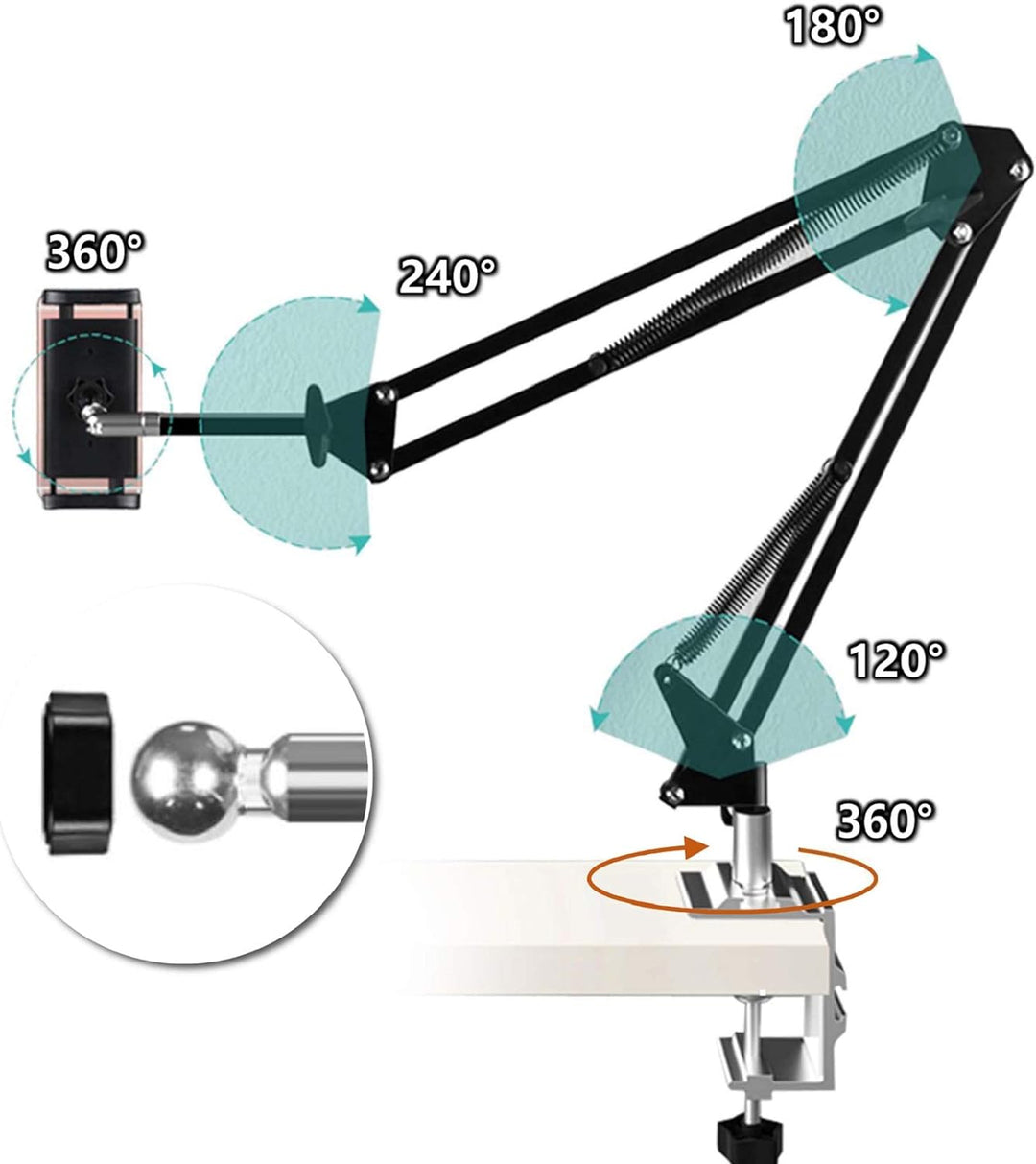 ZenCT Tablet-Halterung mit langem Schwenkarm, 3-stufig, verstellbarer Aluminium-Verriegelungsarm, Ta