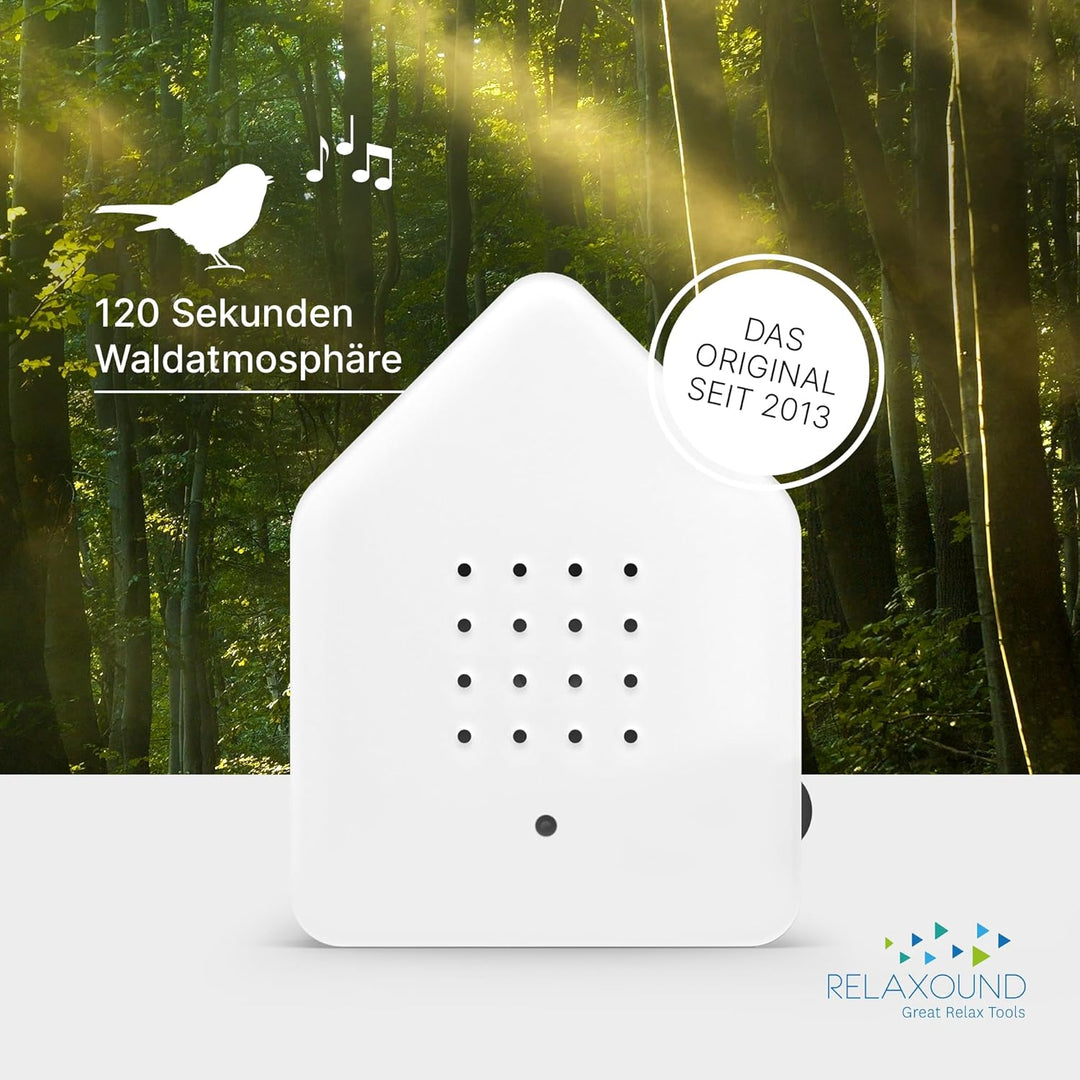 RELAXOUND ORIGINAL Zwitscherbox "White" – Moderne Vogelgezwitscher Box – Entspannender Vogelgesang –