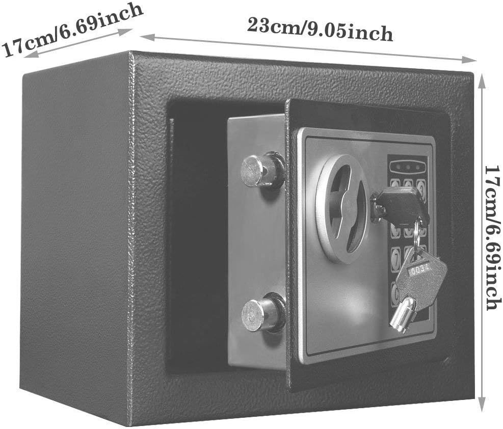 Elektronischer Tresor für Zuhause, Tresor Klein 4.6L Digital Safe Tresor mit Schlüssel und Passwort,