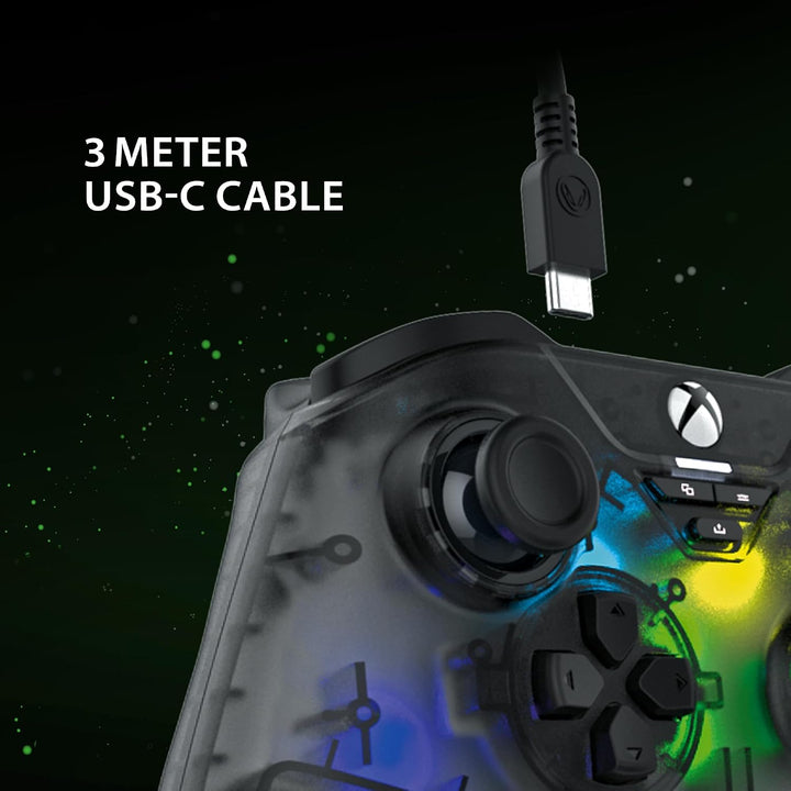 Snakebyte GAMEPAD RGB X - transparent grau - Offiziell lizenzierter, kabelgebundener Xbox &amp; PC Contr