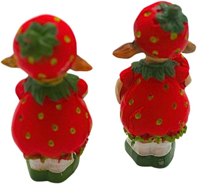 4 Stück Dekofiguren, Gartenfiguren als Erdbeere, Früchtefiguren als Erdbeere, Sommerfiguren, Erdbeer