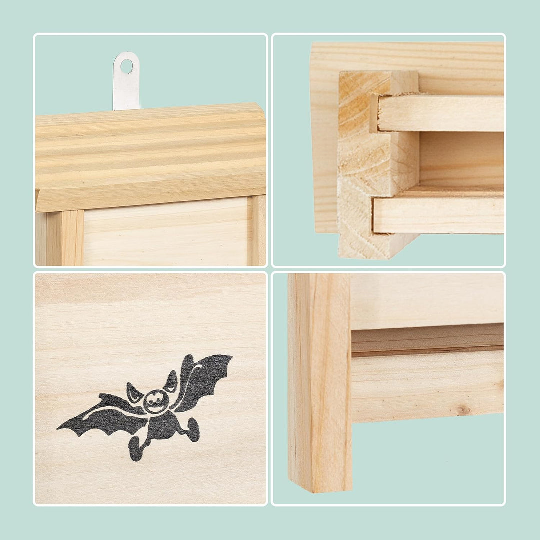 Relaxdays Fledermauskasten, 2er Set, Unterschlupf für Fledermäuse, unbehandeltes Holz, HBT: 25 x 18