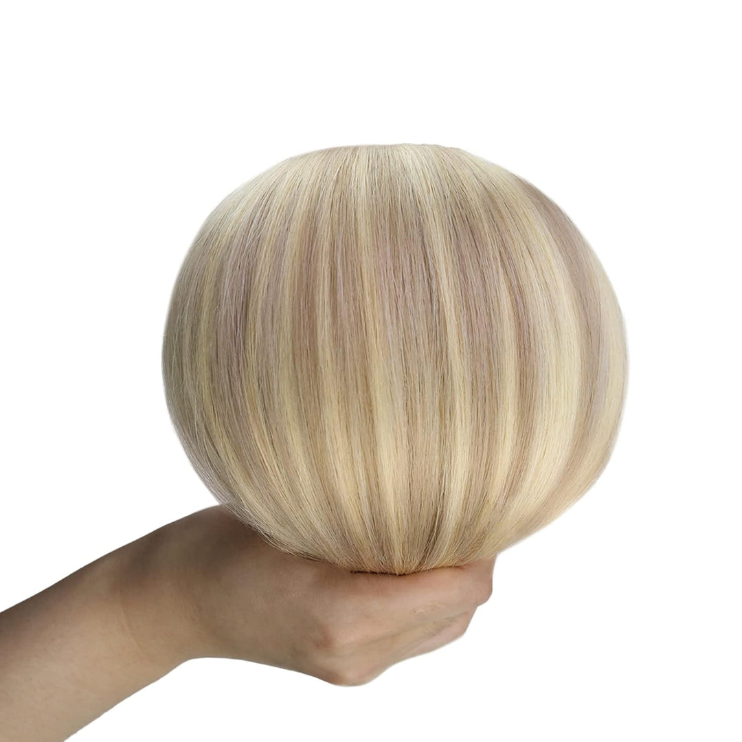 YoungSee Tressen Echthaar Blond 45cm Echthaar Tressen Aschblond Strahnchen Tressen Extensions Echtha