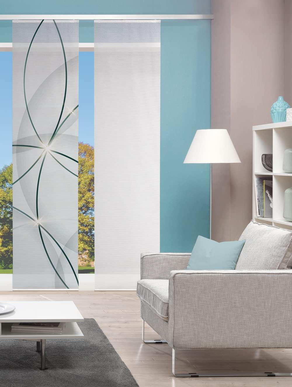 Vision S Schiebegardine BLINKI, Digitaldruck auf Bambus-Optik, mit abstraktem Motiv, 260x60cm, Farbe