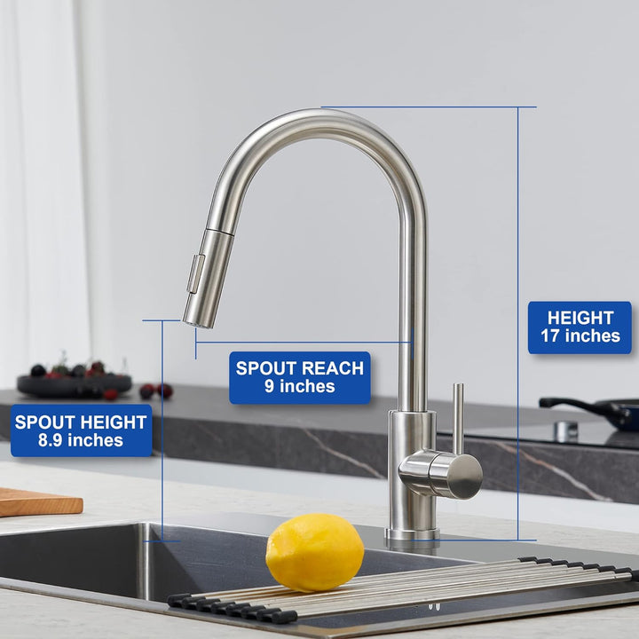 Tohlar Wasserhahn Küche, 360° Schwenkbar Küchenarmatur mit Ausziehbare Brause, Hochdruck Mischbatter