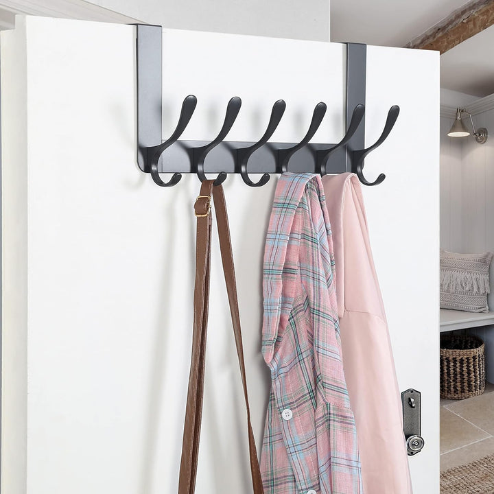 SKOLOO Türgarderobe Türhaken, Metall Türhaken Zum Einhängen mit 6 Haken, Kleiderhaken Tür für Handtu
