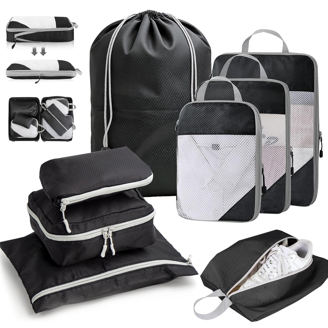 Packing Cubes Compression Koffer Organizer set 8 Stück Packwürfel-Reisezubehörset, Gepäck-Organizer