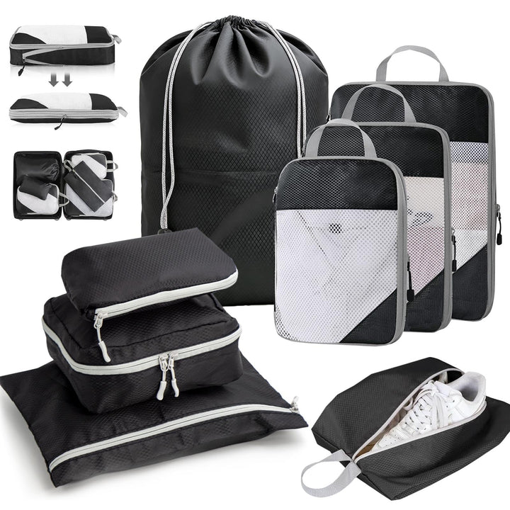 Packing Cubes Compression Koffer Organizer set 8 Stück Packwürfel-Reisezubehörset, Gepäck-Organizer