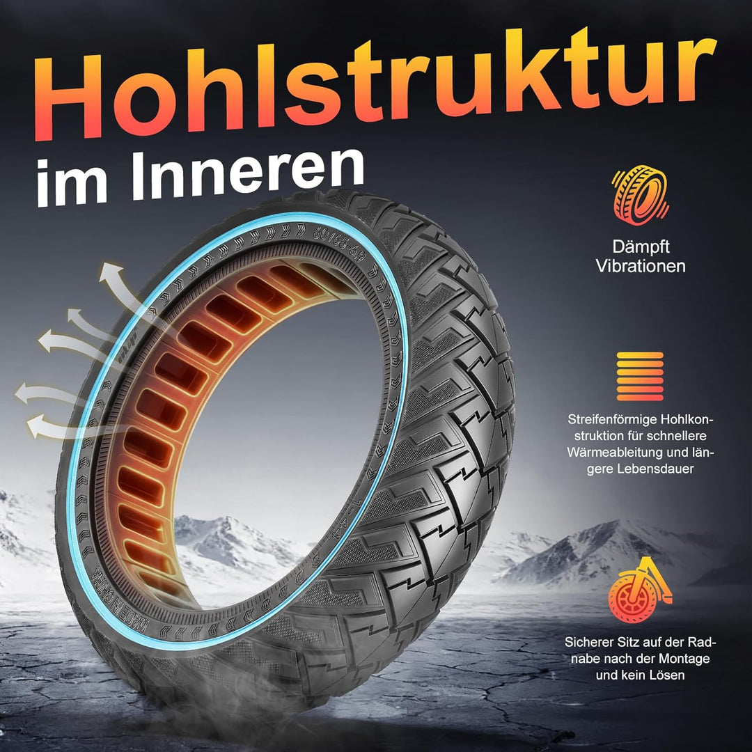 60/65-6,9 Ersatzräder Vollgummireifen 10 Zoll Solide Reifen für Ninebot Max G2 G2D G2E G65 F3 F3 Pro