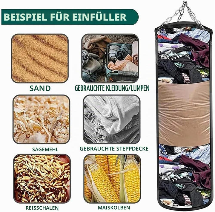 Boxsack Hängend, 15-in-1 Heavy Duty Boxsack, PU-Material Mit dickerer Kette kann 360° gedreht werden