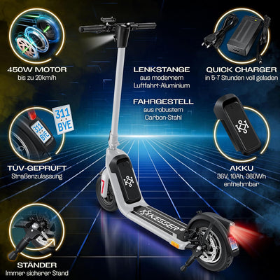 KESSER E-Scooter mit Strassenzulassung 40km Reichweite Faltbarer Elektro 36V / 10 Ah Batterie Roller