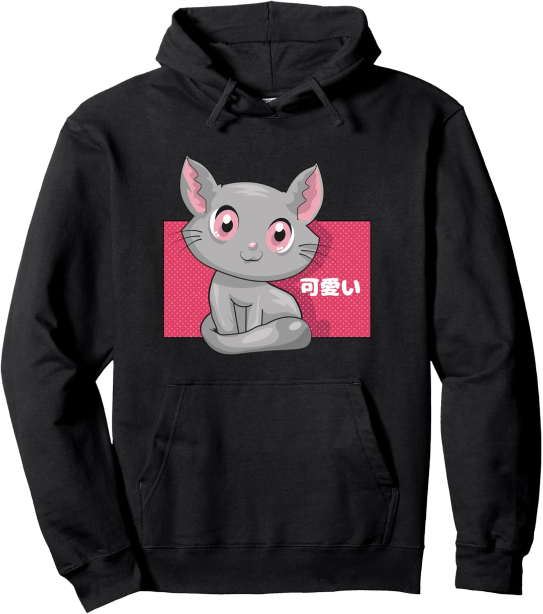 Süsse Kawaii japanische Anime Katze - Neko Kitty Pullover Hoodie