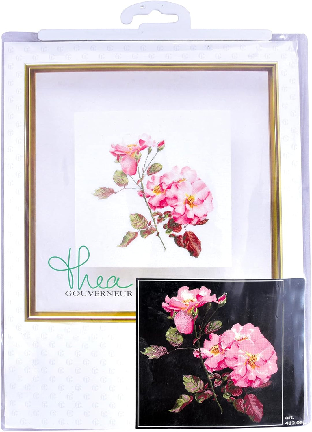 Thea Gouverneur - Kreuzstich-Set - Rosa Leersum - Aida Schwarz - 18 Count - Für Erwachsene - 412.05,