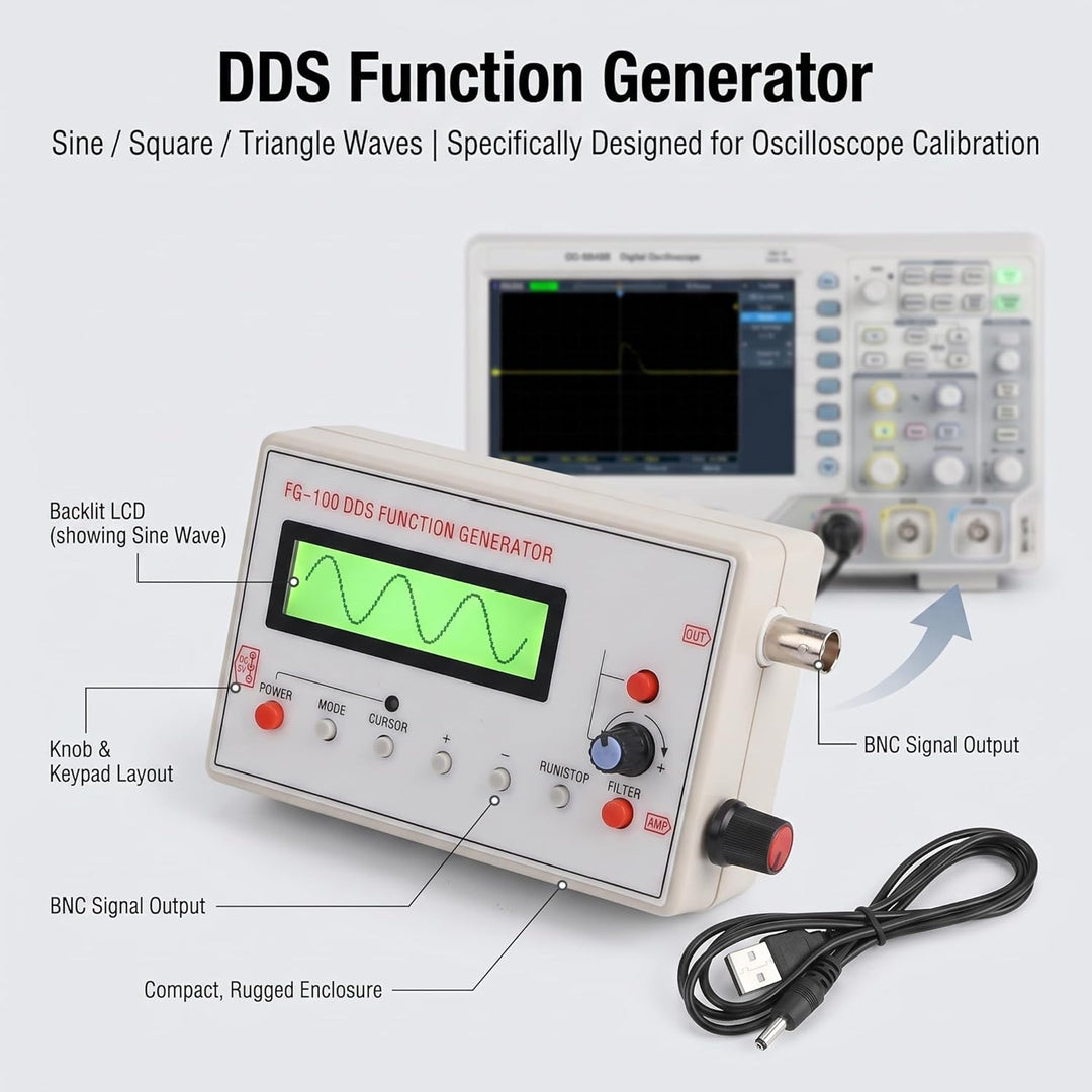 Funktionsgenerator Sinus Rechteck Dreieckwelle DDS DC3.5-10V Signalgenerator für Oszilloskop-Abschwä
