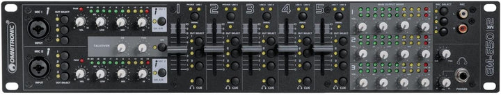 OMNITRONIC EM-650B MK2 Entertainment-Mixer | Multifunktionaler 5+2-Kanal-Mixer mit 3 Zonen, Schwarz