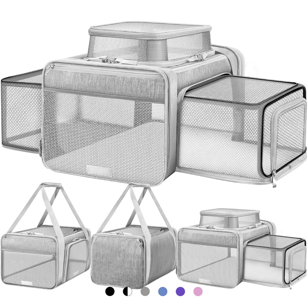 Top and 2 Sides Expandable Pet Carrier 17x11x9.5, TSA Airline Approved Small Dog Carrier for Small D