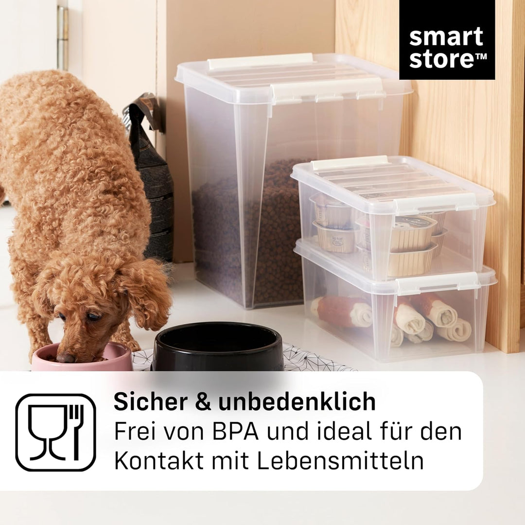 SmartStore Aufbewahrungsboxen 47 L – 5 transparente und stapelbare Boxen mit Deckel und Clipverschlu