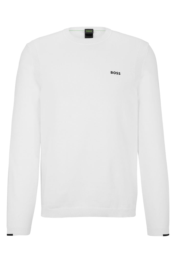 BOSS Herren Ever-X CN Regular-Fit Pullover aus Baumwoll-Mix mit Logo-Print L White100, L White100