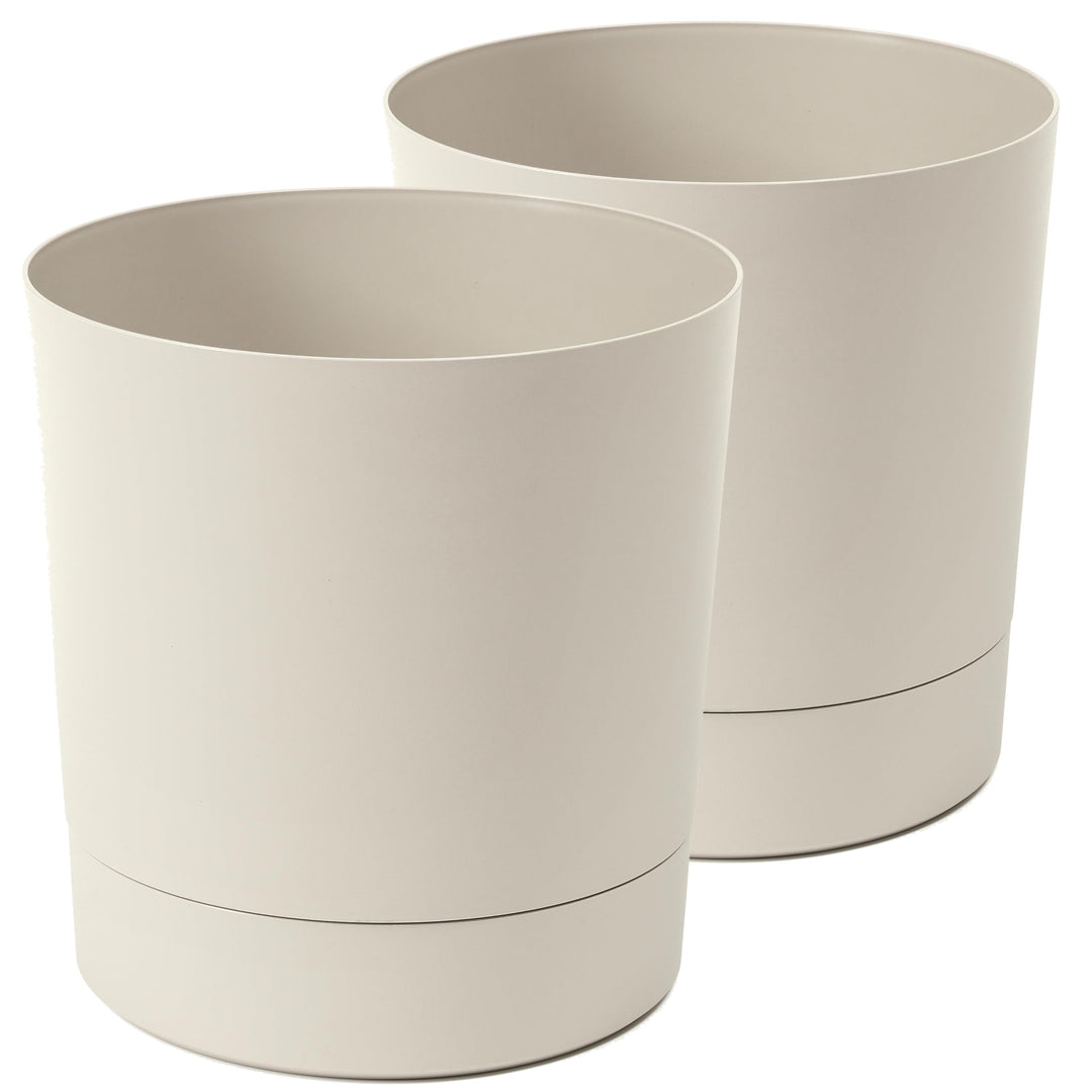 Tymar Blumentopf mit Untersetzer, 2er-Pack, dekorativer Pflanzentopf aus Kunststoff, Moderne, Runde