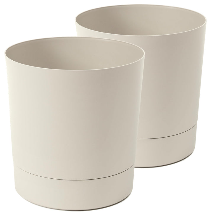 Tymar Blumentopf mit Untersetzer, 2er-Pack, dekorativer Pflanzentopf aus Kunststoff, Moderne, Runde