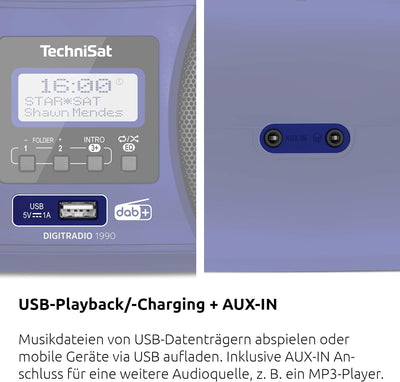 TechniSat DIGITRADIO 1990 - Stereo-Boombox mit DAB+/UKW-Radio und CD-Player (Bluetooth-Audiostreamin