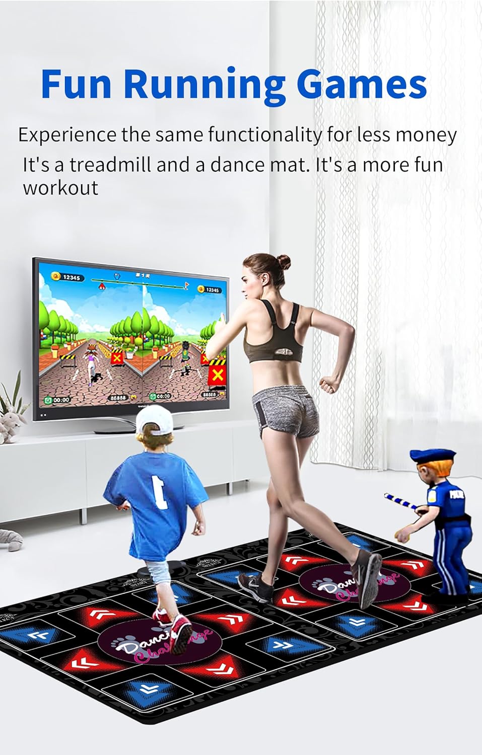 HDMI Doppel-Tanzmatte für Kinder &amp; Erwachsene,64GB Speicherkarte,899 Spiele,650 Songs &amp; 75 MVs–Fitne