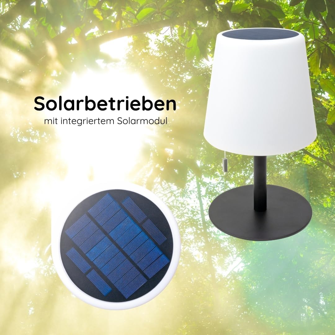 SCHWAIGER Solar Lampe aussen Tischleuchte RGB LED IP44 wetterfest dimmbar 3 Lichtmodi Solarpanel 15h