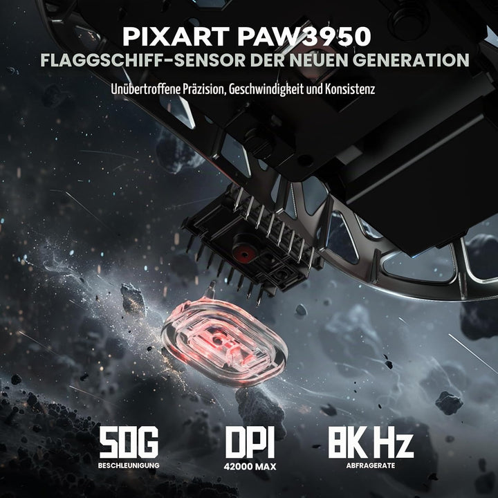 ATTACK SHARK R2PRO 45g Superlight Magnesiumlegierung Maus, PixArt PAW3950-Sensor, 42000 DPI, 8000Hz