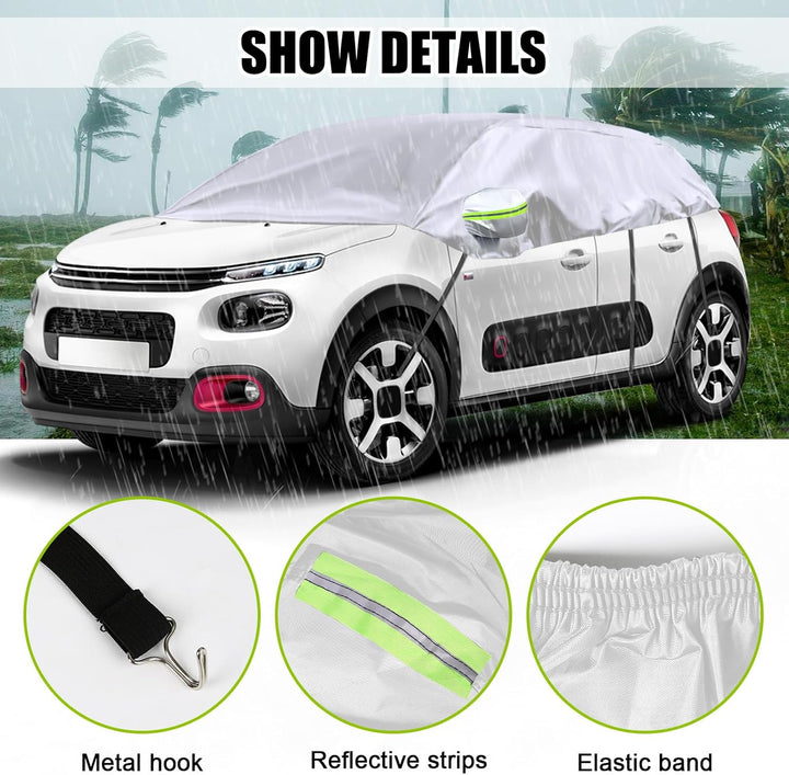 Halbgarage für 2002-2024 Citroen C3, Silber Massgeschneidertes Autogarage Softtop Halbabdeckung mit