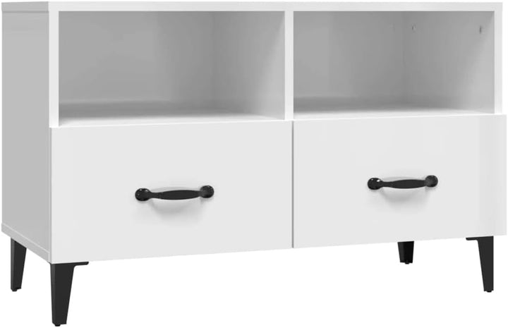 homiuse TV-Schrank TV Lowboard Hochglanz-Weiss 80x36x50 cm Holzwerkstoff TV Tisch TV Board Fernsehsc