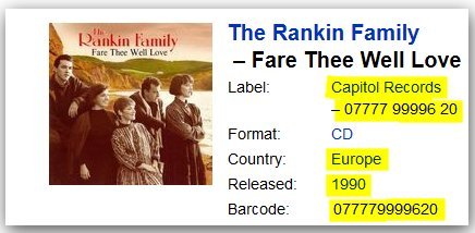 Fare Thee Well Love (1990), Audio-CD