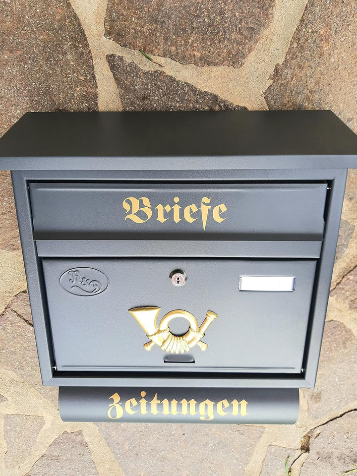 Grosser Briefkasten/Postkasten XXL mit Abnehmbarer Zeitungsrolle Flachdach Katalogeinwurf Zeitungsfa