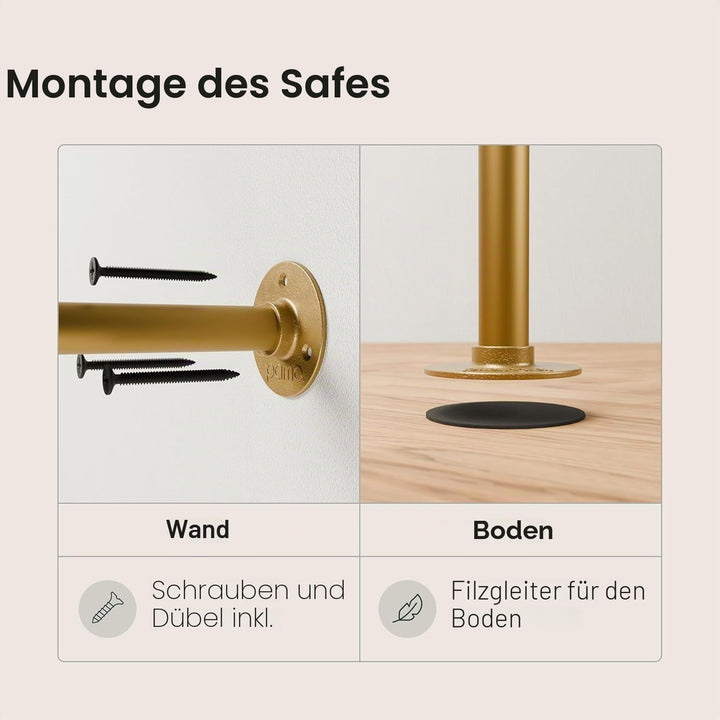 pamo Kleiderstange Deckenmontage Gold – Garderobenstange Decke Industrial I 105x54 cm I Stahlrohr go