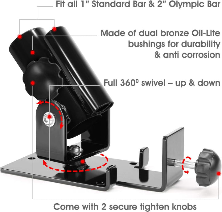 Yes4All Deluxe T-Bar Row Plattform - 360° schwenkbar - Passend für 1" Standard und 2" Olympiastangen