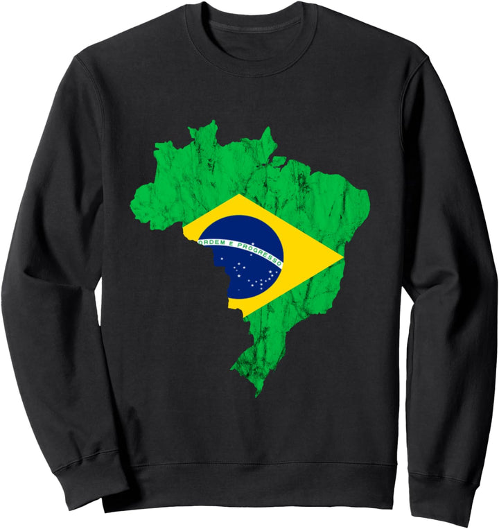 Brasilien Karte Umriss Brasilianische Flagge Brasilianer Sweatshirt