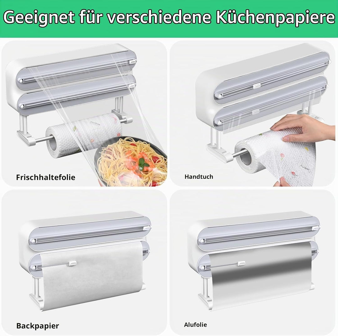 DBREAKS Wandrollenhalter Küche 3 Rollen, küchenrollenhalter magnetisch, Frischhaltefolie Schneider,