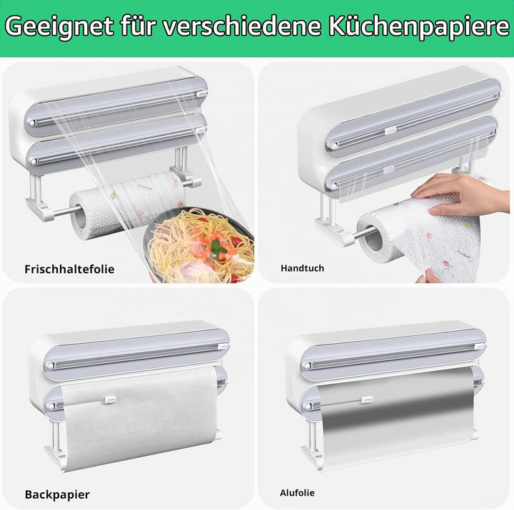 DBREAKS Wandrollenhalter Küche 3 Rollen, küchenrollenhalter magnetisch, Frischhaltefolie Schneider,