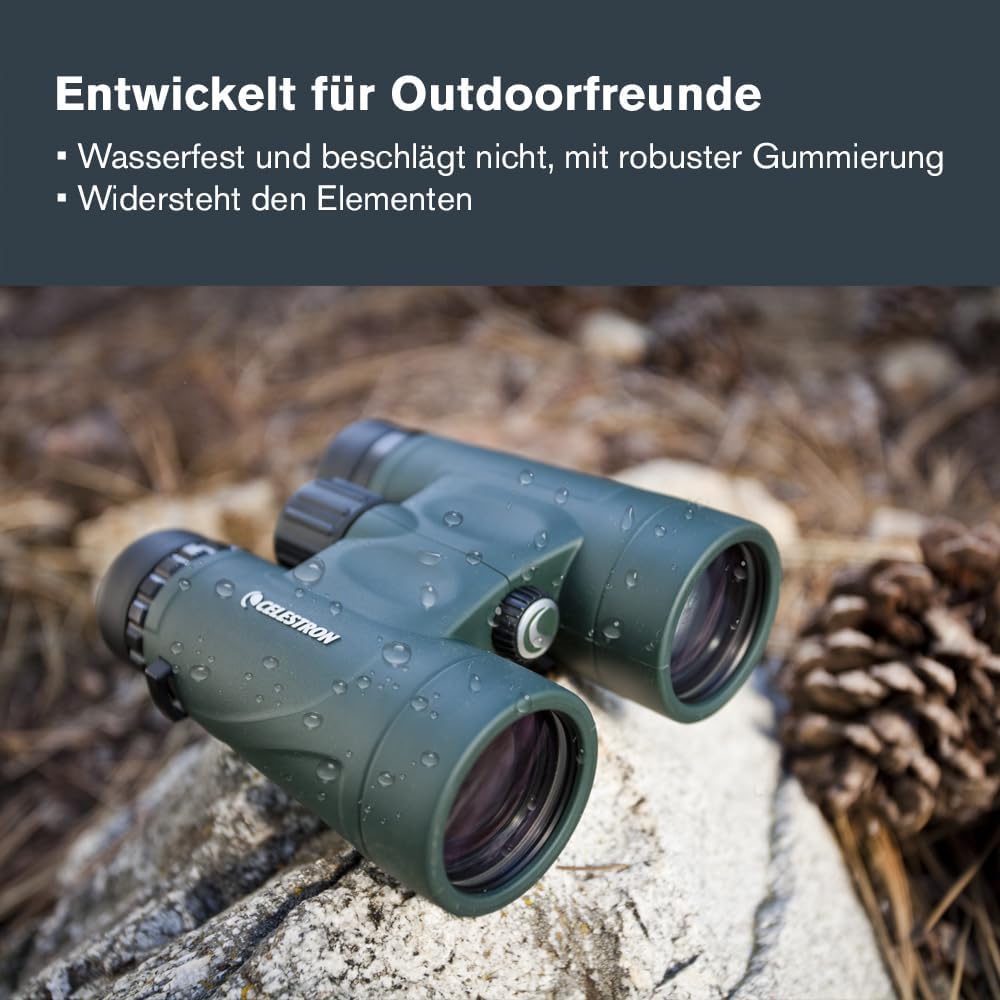 Celestron 71333 Nature DX 10 x 42 mm Ferngläser mit mehrfach vergüteter Linse, BaK-4 Prismenlinse un