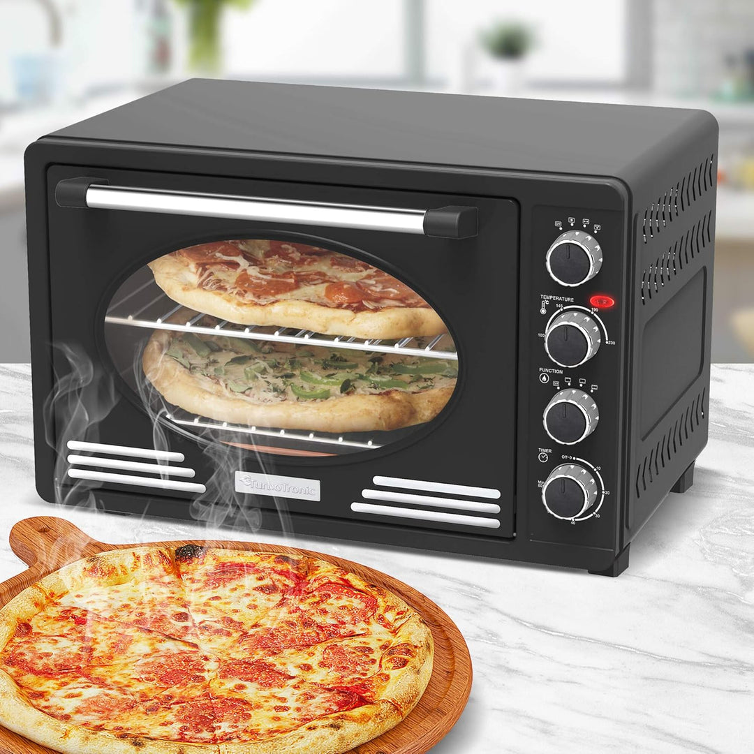 Turbotronic/Retro Minibackofen mit Umluft / 45l / schwarz, rot, blau, beige / 2000W, Mini Backofen,